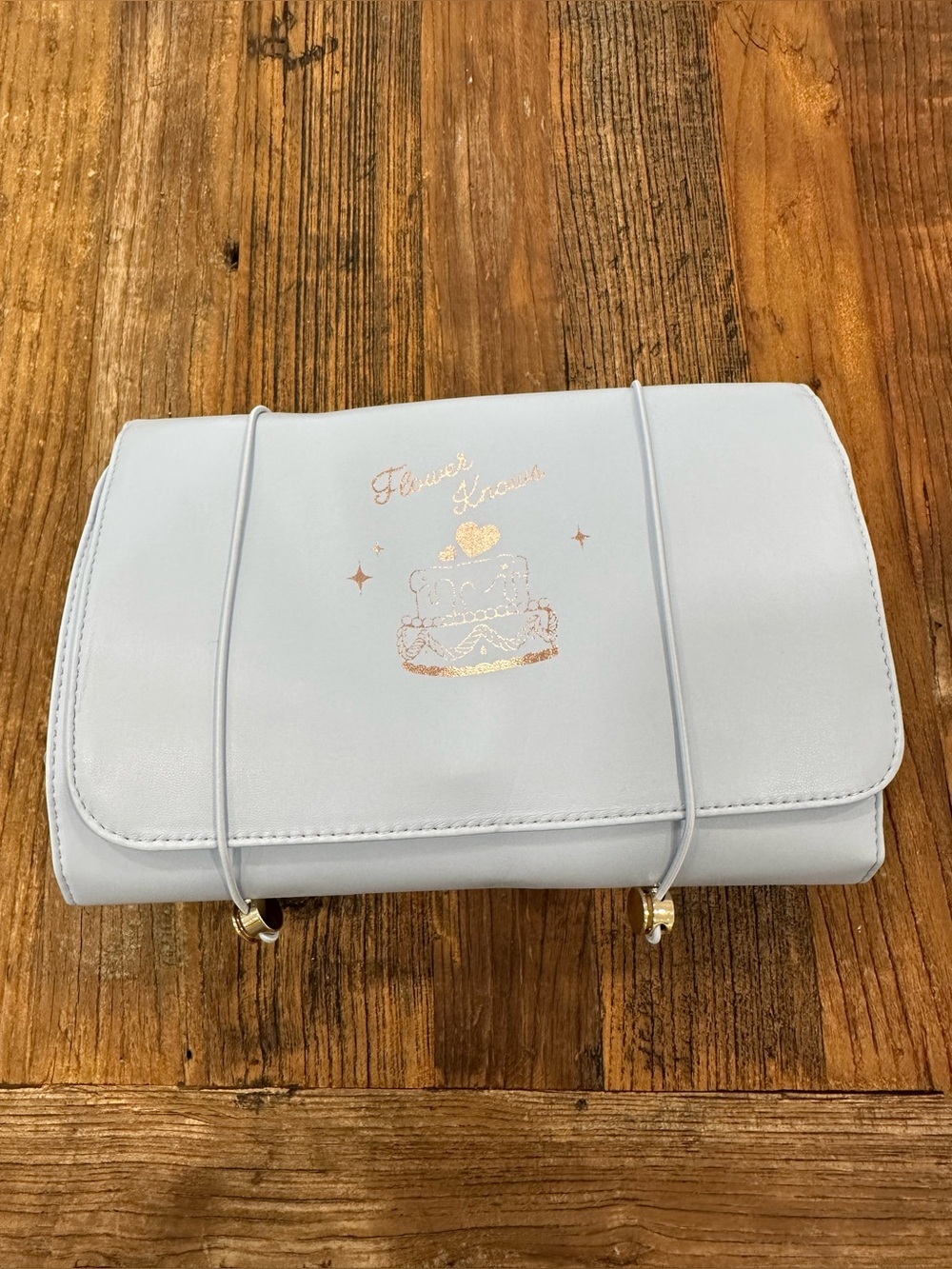 Light Blue Cosmetic Pouch with Gold Foil Accent - Picture 1 of 9